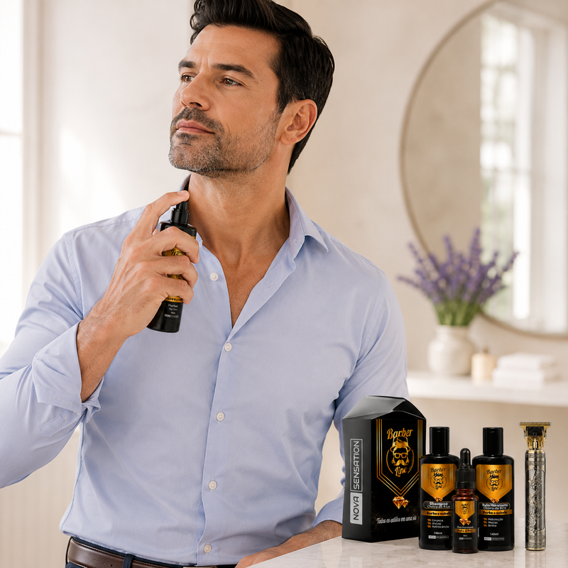 Cheiro de Rico Barber Line Kit Cuidado Masculino Premium