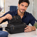 Bolsa Necessárie Viagem Vintage em Couro Masculina Feminina