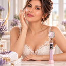 GOKOCO Massageador Digital Facial Elétrico Quartzo Rosa com LED Vibra Aquece