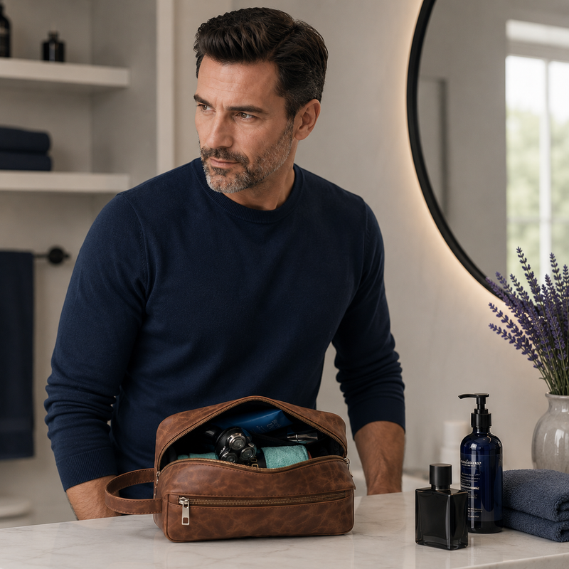 Bolsa Necessaire para Viagem de Couro Organizadora Bolsa Executivo