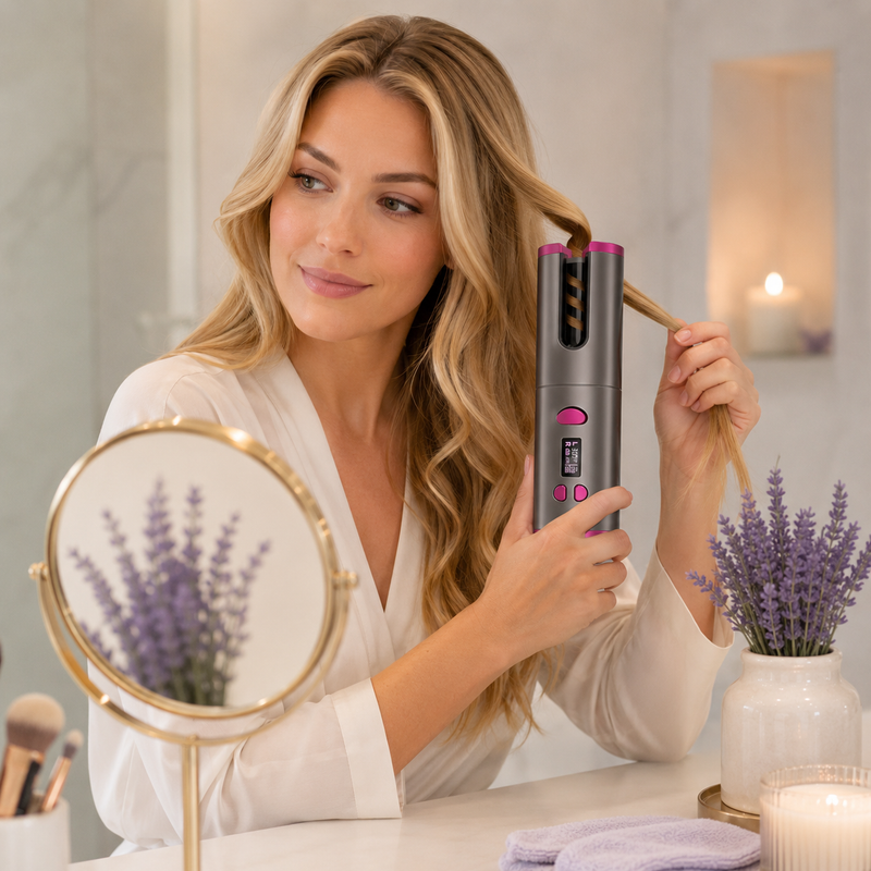 Modelador de Cachos sem fio- Auto-Curler